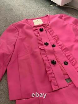 Kate Spade pink Jewel buttons 2 pieces outfit suit jacket and skirt US size 8
