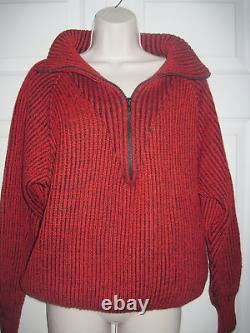 Kenzo Women's Kit Cardigan Sweater Red & Black Vertical Stripes Neck Zipper New