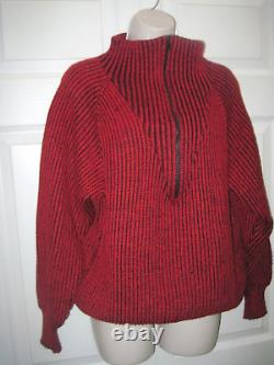 Kenzo Women's Kit Cardigan Sweater Red & Black Vertical Stripes Neck Zipper New