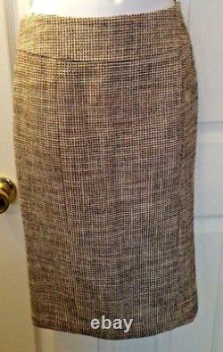 LAFAYETTE 148 Skirt Blazer Suit Set Outfit Taupe Beige Tweed Linen Blend Sz 2