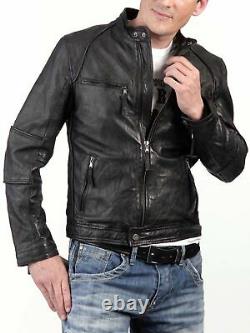 Latest Style Men's Trendy Outfit Genuine Lambskin Real Leather Biker Moto Jacket