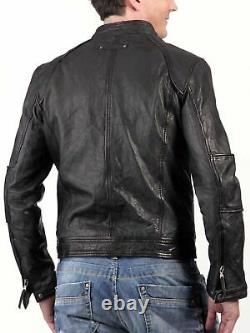 Latest Style Men's Trendy Outfit Genuine Lambskin Real Leather Biker Moto Jacket