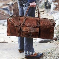 Leather Duffel Travel Luggage Bag With Dopp Shaving Kit for Men & Women Gift