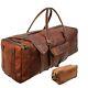 Leather Duffel Travel Luggage Bag With Dopp Shaving Kit For Women & Men