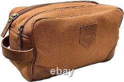 Leather Duffel Travel Luggage Bag With Dopp Shaving Kit for Women & Men