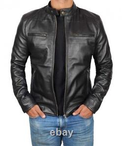 Leather Jacket For Men Genuine Leather Motorcycle Casual Stylish Slim Outfit XL
