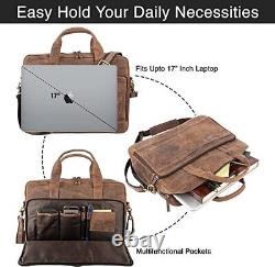 Leather Laptop Messenger Office Bag With Dopp Shaving Kit for Men & Women