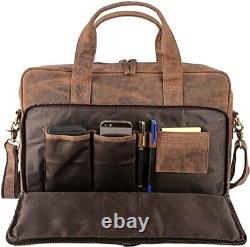 Leather Laptop Messenger Office Bag With Dopp Shaving Kit for Women & Men Gift