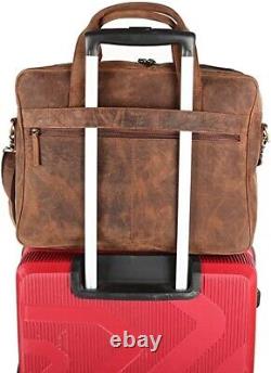 Leather Laptop Messenger Office Travel Bag With Dopp Shaving Kit for Women & Men