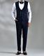 Men Blue Cotton Waist Coat And Pant Customize For Prom Business Formal Outfit