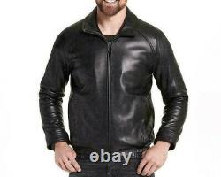 Men's Black Genuine Leather Jacket Biker Motorcycle Real Lambskin Leather Outfit