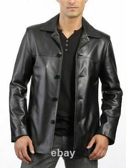 Men's Genuine Leather Blazer Soft Lambskin Real Leather Black Jacket New Outfit