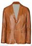 Men's Genuine Soft Lambskin Leather Blazer Jacket Tan Two Button Men Outfit Coat