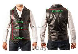 Men's NEW Fashionable Outfit Vestcoat Genuine Lambskin Real Leather Waist Jacket