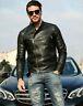 Men's New Black Outfit Motorcycle Quilted Coolest Vintage Leather Jacket Zz12