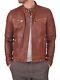 Men's Premium Actual Lambskin Leather Brown Casual Zipped Urban Outfit Jacket