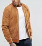 Men's Real Suede Leather Jacket Tan Bomber Biker Flight Authentic Jacket Outfit