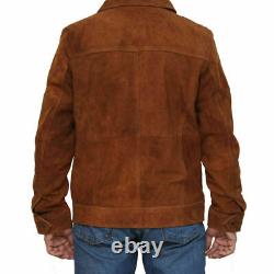 Men's Sheepskin Suede Leather Jacket Moto Biker Tan Brown Luxury Fashion Outfit