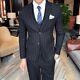 Men's Striped Suits 3pcs Business Tuxedo Formal Dress British Style Outfit New L