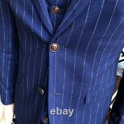 Men's Striped Suits 3PCS Business Tuxedo Formal Dress British style Outfit New L