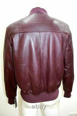 Men's Vintage Outfit 100% Soft Lambskin Napa Leather Bomber Jacket Burgundy Coat