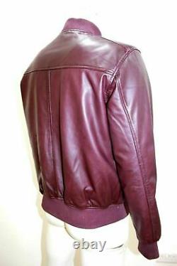 Men's Vintage Outfit 100% Soft Lambskin Napa Leather Bomber Jacket Burgundy Coat