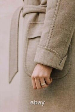Men's Wool Blend Suit Single-Breasted Long Peacoat Beige Jacket Outfit Overcoat