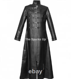 Mens Steampunk Gothic Lambskin Leather Trench Coat Formal Outfit- GREAT QUALITY