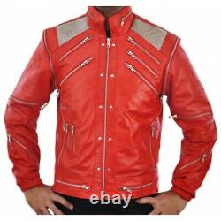 Michael Jackson Beat It Song Leather Jacket Vintage Party Outfit Red Leather Jac