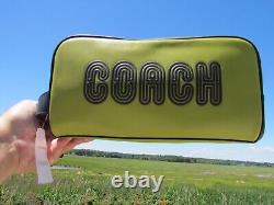 NEW COACH leather travel Dopp kit C7007 lime logo $250 handsome rugged bright