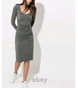 NEW Kit & Ace Emory Brushed Long Sleeve Dress Sz 10 Gray Side Ruching Cashmere