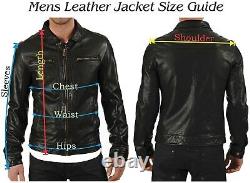 NEW Men's Lambskin Real Leather Jacket Biker Purple Premium Designer Outfit Coat