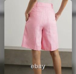 NEW REMAIN Birger Christensen Womens Sz S 36 100% Linen Pink Kit Bermuda Shorts