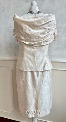 NEW+TAGS RONALD JOYCE Vintage 100% SILK Ivory 2Piece Occasion Outfit 12/14