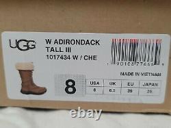 NEW UGG W ADIRONDACK III TALL Chestnut Boots Size 8 Wool Waterproof With Care Kit