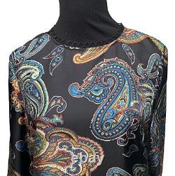 NWOT J CREW Womens Sz 8 Silk Twill Top Bold Paisley Eyelet Trim Holiday Outfit