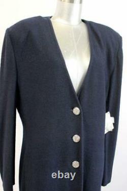 NWT $1033 ST JOHN Skirt Suit Admiral Blue SANTANA KNIT 2PC Sweater Outfit L 14