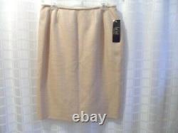 NWT $200 Le Suit 2-Piece Petite Womens Skirt Suit outfit Sz 12 Beige Rayon Blend