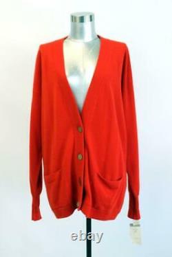 NWT $800 Vintage GLORIA SACHS Red SCOTTISH CASHMERE 2PC Sweater Top Set Outfit L