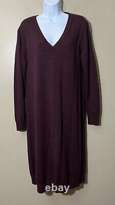 NWT Pendleton Womens Size S Wine Maroon Kit Sweater Sheath Merino Wool Dress