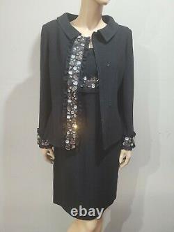 NWT ST JOHN Size 6 8 Black Dress Blazer Jacket Two Piece Outfit