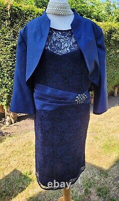 Navy Blue Sze 24 Lace Dress Bolero Shrug Jacket Suit Mother of the Bride Outfit