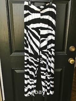New 2-pc Set Chico's Knit Kit Black White Zebra Palazzo Pants Top 3 XL 16 18 NWT