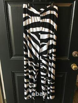 New 2-pc Set Chico's Knit Kit Black White Zebra Palazzo Pants Top 3 XL 16 18 NWT