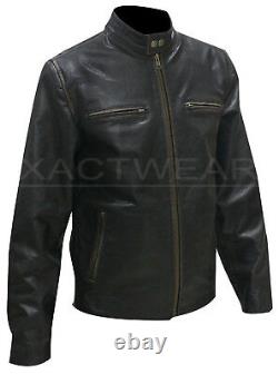 New Daddy's Home Movie Outfit Mark Wahlberg Biker Distressed Real Leather Jacket