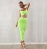 New Designer Couture Bright Lime Green Bandage Set Co-ord Skirt & Top Set Outfit