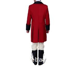 New Men Anthony Bridgerton Red Regency Outfit with Black Cuffs Jacket