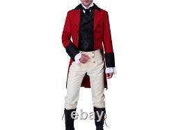 New Men Anthony Bridgeton Red Regency Outfit with Black Cuffs Jacket