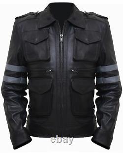 New Men's Real Soft Lambskin Leather Jacket Biker Motorcycle Black Racer Outfit