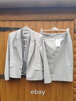 New Oasis Toilered Suit Skirt Jacket Smart Outfit Highwaist Grey Pale Blue 14